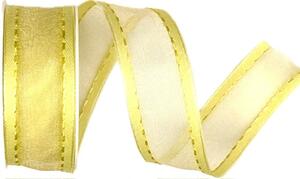 Stuha organzová CHAMPAGNER Light Yellow prošívaná světle žlutá 25mm x 2m (12,-Kč/m)