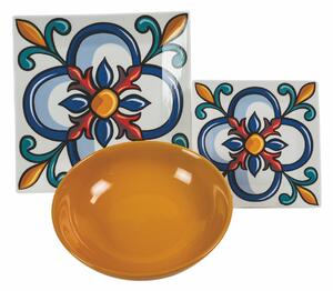 VILLA D’ESTE HOME TIVOLI Servis čtvercových talířů Forli 18 kusů, barevný dekor
