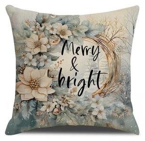 Vánoční povlak na polštář MERRY & BRIGHT 45x45 cm, béžový