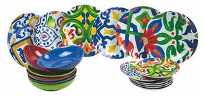VILLA D’ESTE HOME Servis talířů Naxos 18 kusů, barevný vzor