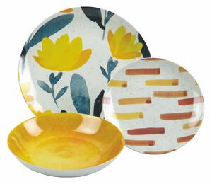 VILLA D’ESTE HOME TIVOLI Servis talířů New Acquerello 18 kusů, barevný květinový dekor