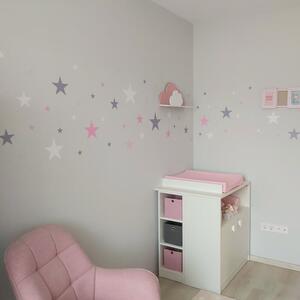 INSPIO-textilní přelepitelná samolepka - Dětské samolepky na zeď - Růžové souhvězdí
