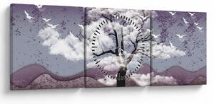 Obraz - Strom v oblacích (s hodinami) (90x30 cm)