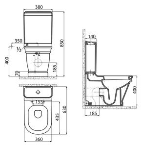 SAPHO - Kombi WC Antik,spodní/zadní odpad (WCSET08-ANTIK)