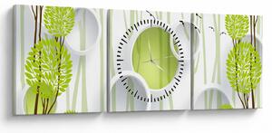 Obraz abstrakce se stromy (s hodinami) (90x30 cm)
