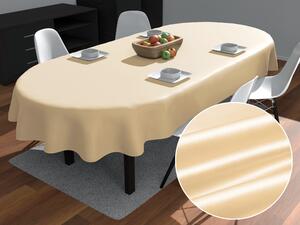 Biante Saténový oválný ubrus polyesterový Satén LUX-L057 Béžový 120x140 cm