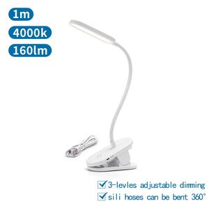 Aigostar-LED Stmívatelná nabíjecí stolní lampa s klipem LED/2,5W/5V 1200mAh bílá
