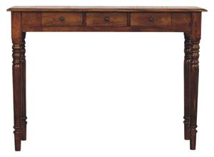 Konzolový stolek v kaštanovém odstínu s 3 zásuvkami, 110 × 35 × 80 cm
