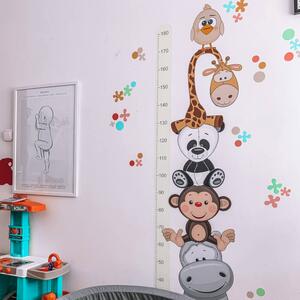 INSPIO-textilní přelepitelná samolepka - Samolepka na zeď - Dětský metr s veselými zvířátky