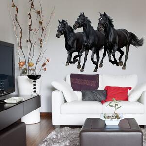 INSPIO-textilní přelepitelná samolepka - Samolepka na zeď - Tři černé koně