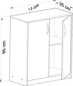 2D komoda GRAFIT-WOTAN, dvoudveřová skříň, antracit ROB