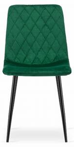 Zelená sametová židle TURIN s černými nohami