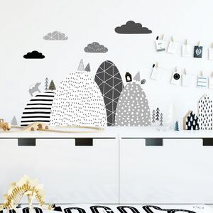 INSPIO-textilní přelepitelná samolepka - Samolepky na zeď - Černobíle hory a kopce