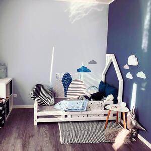 INSPIO-textilní přelepitelná samolepka - Modré samolepky na zeď - Kopce a obláčky do dětského pokoje pro kluky