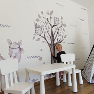 INSPIO-textilní přelepitelná samolepka - Dětské samolepky na zeď - Samolepka stromu v přírodních barvách