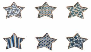 VILLA D’ESTE HOME TIVOLI Set designových servírovacích talířů Piatinno 6 kusů, hvězda, modrá/bílá/zlatá