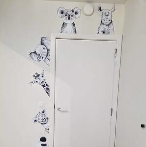 INSPIO-textilní přelepitelná samolepka - Samolepky na zeď - Černobílá zvířátka kolem dveří a nábytku