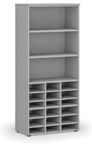 Třídicí regál PRIMO GRAY, 800 x 420 x 1781 mm, 18 přihrádek, šedý