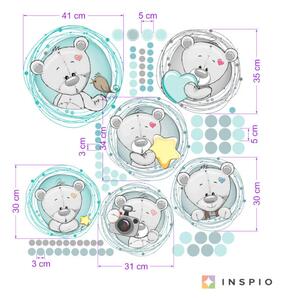 INSPIO-textilní přelepitelná samolepka - Dětské samolepky na zeď - Plyšoví medvídci v kruhu s jménem