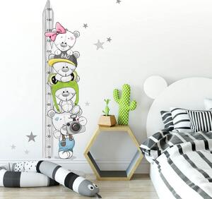 INSPIO-textilní přelepitelná samolepka - Dětské samolepky na zeď - Plyšoví medvídci - dětský metr (150 cm)
