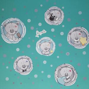 INSPIO-textilní přelepitelná samolepka - Dětské samolepky na zeď - Plyšoví medvídci v kruhu s jménem