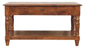 Konferenční stolek v kaštanovém odstínu s 2 zásuvkami, 85 × 55 × 45 cm