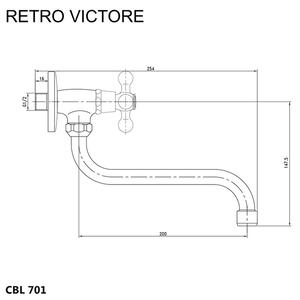 MEREO - Umyvadlový kohoutek nástěnný, Retro Viktorie, s ramínkem otočným ø 18 mm - 200 mm, chrom (CBL701)