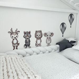 INSPIO-textilní přelepitelná samolepka - Dětské samolepky na zeď - Zvířátka s dětským metrem (150 cm) od INSPIO