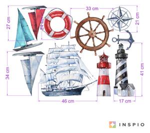 INSPIO-textilní přelepitelná samolepka - Dětské samolepky na zeď pro kluky - Námořnická sada pro mořeplavce