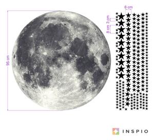 INSPIO-textilní přelepitelná samolepka - Samolepky na zeď - Měsíc s hvězdami