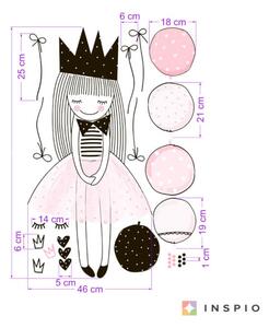INSPIO-textilní přelepitelná samolepka - Samolepky na zeď pro holčičky - Princezna s balónky