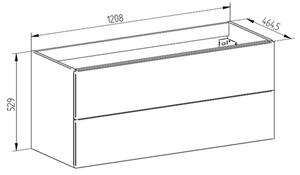 MEREO - Aira desk, koupelnová skříňka, dub, 2 zásuvky, 1210x530x460 mm (CN723S)