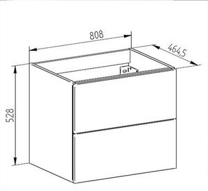 MEREO - Aira desk, koupelnová skříňka, dub, 2 zásuvky, 810x530x460 mm (CN721S)
