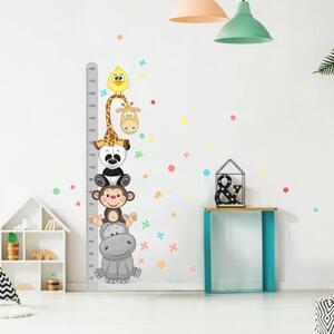 INSPIO-textilní přelepitelná samolepka - Dětský metr na zeď - Samolepící dětský metr na stěnu v šedém provedení
