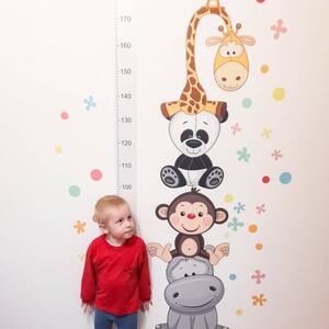 INSPIO-textilní přelepitelná samolepka - Dětský metr na zeď - Samolepící dětský metr na stěnu v šedém provedení