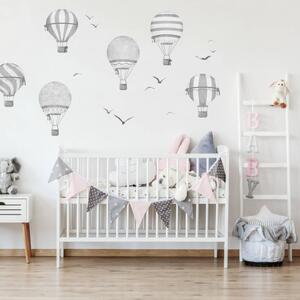 INSPIO-textilní přelepitelná samolepka - Samolepky na zeď do dětského pokoje - Šedé horkovzdušné balóny