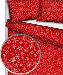 Vánoční povlečení hladká bavlna LUX - vločka červená 140x200+70x90