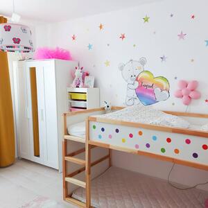 INSPIO-textilní přelepitelná samolepka - Dětské samolepky na zeď - Pestrobarevný plyšový medvídek s hvězdami
