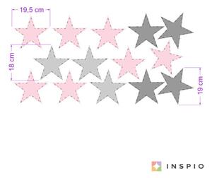INSPIO-textilní přelepitelná samolepka - Dětské samolepky na zeď - Růžové a šedé samolepicí hvězdy