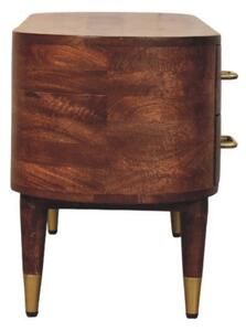 TV stolek Valenza s 2 zásuvkami z masivního mangového dřeva, 110 × 35 × 48 cm