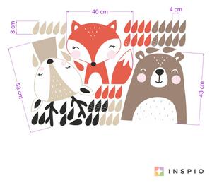 INSPIO-textilní přelepitelná samolepka - Dětské samolepky na zeď - Medvěd, liška a srnka
