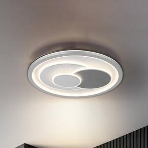 Globo LED stropní svítidlo Ruiz I, bílo-stříbrné, Ø 48 cm,, Bílá / opál, Obývací pokoj / jídelna, kov