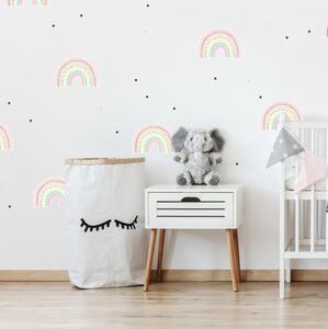 INSPIO-textilní přelepitelná samolepka - Samolepky na zeď pro holčičky - Pastelové duhy s puntíky