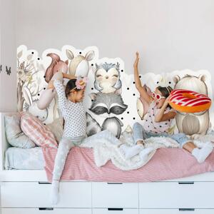 INSPIO-textilní přelepitelná samolepka - Samolepky na zeď dětské - Lesní zvířátka jako zástěna za postel