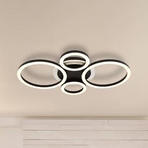 Globo LED stropní svítidlo Loretta, černé, kovové, stmívatelné, Černá, Obývací pokoj / jídelna, kov