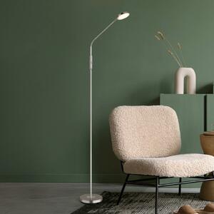 Globo LED stojací lampa Silvio, niklová barva, stmívatelné, stmívatelný, Hliník / šedá / zinek, Obývací pokoj / jídelna