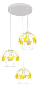 Dětský lustr na lanku STARS 3xE27/15W/230V žlutá/bílá