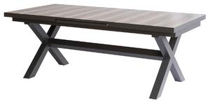 AUTRONIC Stůl zahradní rozkládací, keramická deska v dekoru dub 200+60x100x77 cm, hliníková konstrukce
