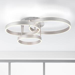 JUST LIGHT. GmbH LED stropní svítidlo Lilluti, stříbrné, železo, hliník, 3 kruhy, stmívatelný, Hliník / šedá / zinek, Obývací pokoj / jídelna, kov, Moderní