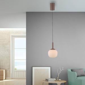 JUST LIGHT. GmbH LED závěsné světlo Nami, 1žárovkové, bílé/pískové, sklo, železo, stmívatelný, Hnědá / rez, Obývací pokoj / jídelna, kov, Koule
